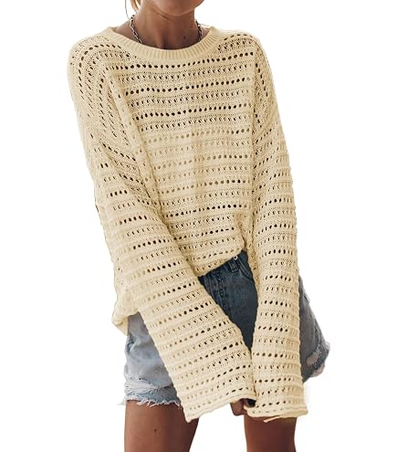 トップス butcher products summer knit YZNLOQ Women Hollow Out Crochet Knit Tops,Summer See Through Crew