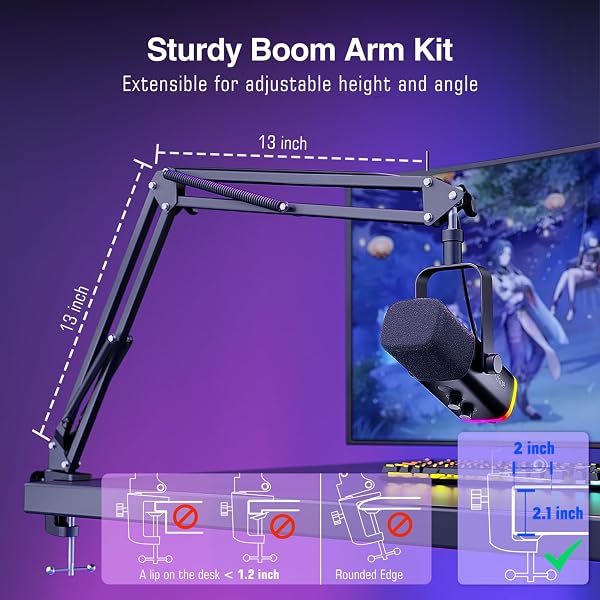 FIFINE XLR/USB GAMING MICROPHONE SET, DYNAMIC PC MIC FOR STREAMING PODCASTING, COMPUTER RGB MIC KIT WITH BOOM ARM STAND, MUTE BUTTON, HEADPHONES JACK, FOR RECORDING VOCAL VOICE-OVER-AMPLIGAME AM8T