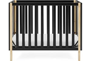 Delta Children Gio Mini Crib with 2.75" Mattress Included, Ebony/Natural