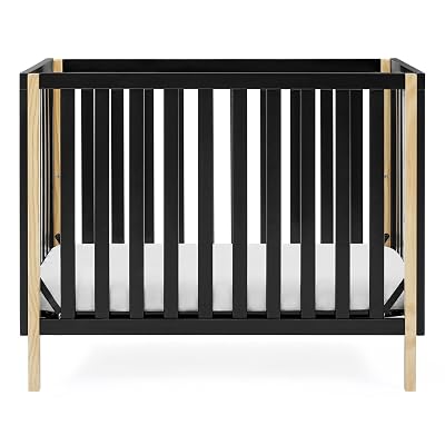 Delta Children Gio Mini Crib with 2.75" Mattress Included, Ebony/Natural