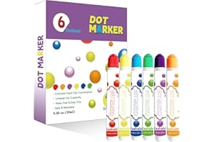 Dot Markers, 6 Colors Bingo Daubers, Washable,Bingo Paint Daubers Marker Kit,Ideal for Art and Crafts