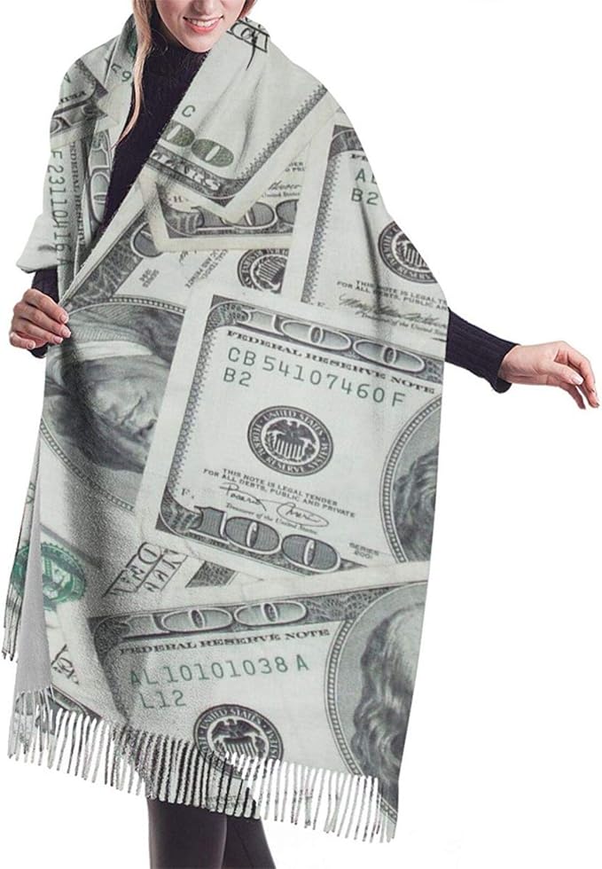 Soft Cashmere Feel Cool Usa Dollar Bill Scarf Gift For