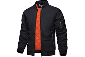 KEFITEVD Bomber Jacket Men Winter Coats Full Zip Windbreaker Mens Jackets Casual Work Coats