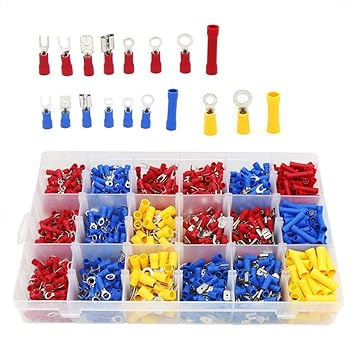 DEHAO 1300pcs Kabelschuhe Elektrische Steckverbinder Flachstecker Lötverbinder Quetschverbinder Set Terminals Stoßverbinder S