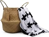 DOKOT Natural Seagrass Belly Basket with Handles Large Storage Laundry view 3
