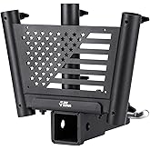 JOYTUTUS Triple Hitch Flag Pole Holder for Standard 2 Inch Receivers, Fits Truck SUV RV Pickup Camper Trailer Hitch Mount Flagpole Holder with Hitch Receiver