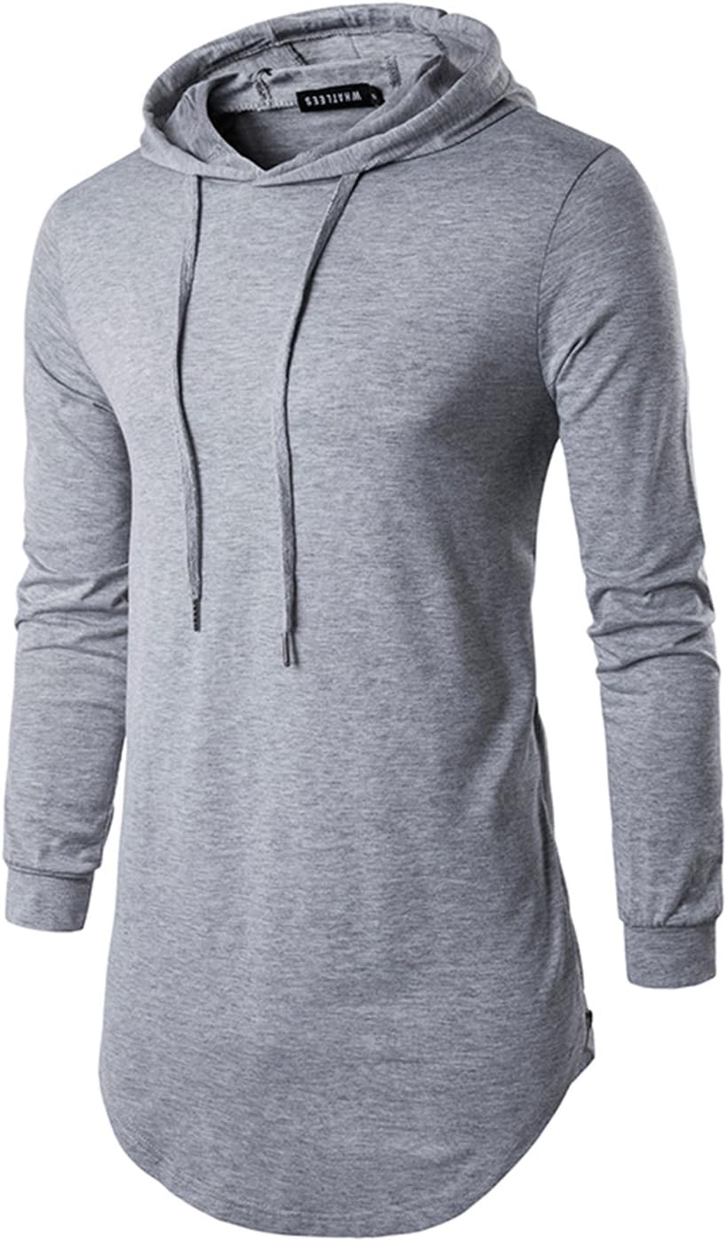 YCHENG Men's Hipster Hip Hop T-Shirt Asymmetric Pullover Longline Hoodie Sweatshirt