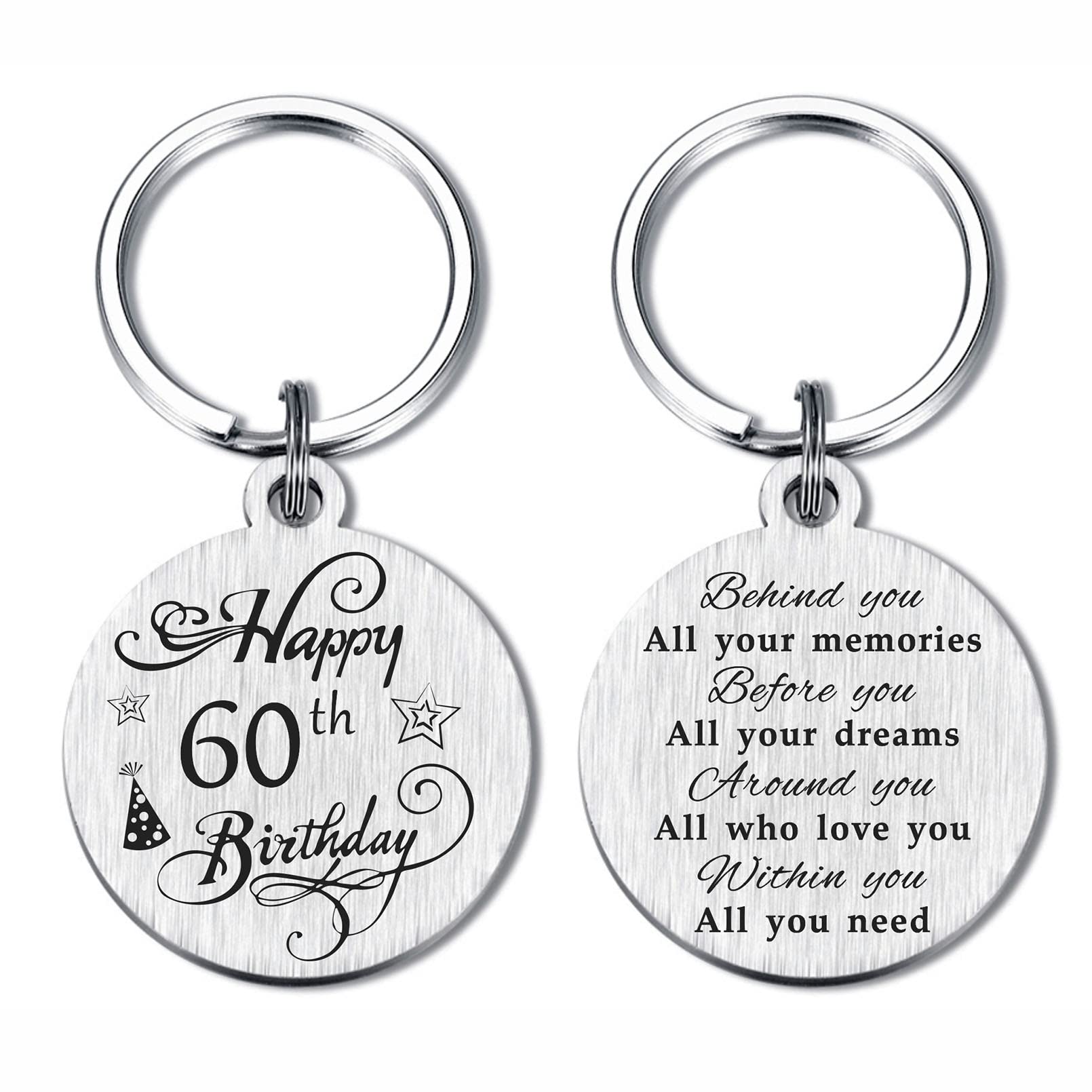FALOGI 60th Birthday Gifts for Women Men, Happy 60 Year Old Birthday Keychain for Him Her