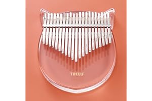 TREELF Kalimba 21 Keys Cute Cat Acrylic Thumb Piano Mbira Transparent Keyboard Finger Piano Gifts for Kids and Adults Beginners (TF-21C)