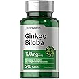 Horbäach Ginkgo Biloba Supplement | 120mg | 240 Tablets | Standardized Herbal Extract | Flavone Glycosides | Vegetarian, Non-GMO, and Gluten Free