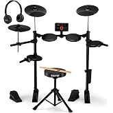 TOSTAR Electric Drum Set for Beginners with Complete Drum Kit Accessories | 6.5" Drum Pads, 9.5" Cymbals, Real Drummer Feel, 2 Pedals, Throne &amp; Headphones, Ready to Rock, birthday gift