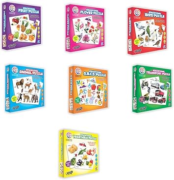 RATNAS Educational Jigsaw Pack of 7 DIFFERNT Packs. (Animals,Birds,Fruits,Vegetables,Transport,Flowers & ABCD)