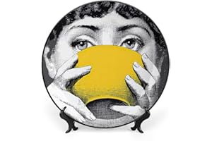 Aloked Lina Cavalieri Plate, Fornase Decorative Plate Face Makeup Plate Wall Hanging Decoration,Including Bracket and Special Spring Hook,style-11,6inch