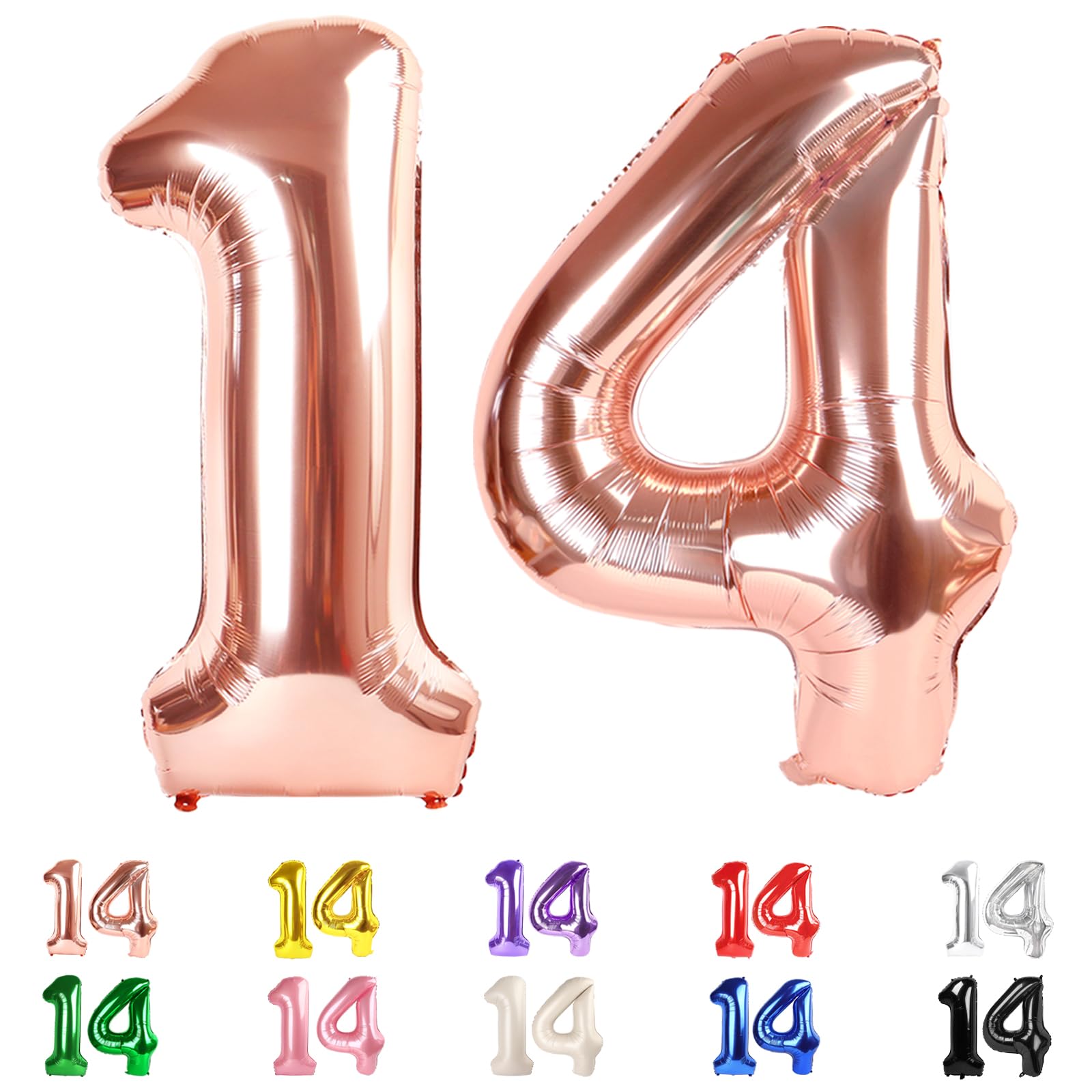 Photo 1 of 14 Balloon Numbers, Happy 14th Birthday Decorations for Girls Boys, 40 In 41st Rose Gold Balloons for Engagement, Wedding, Celebration Party, Graduations, Photo Shoot