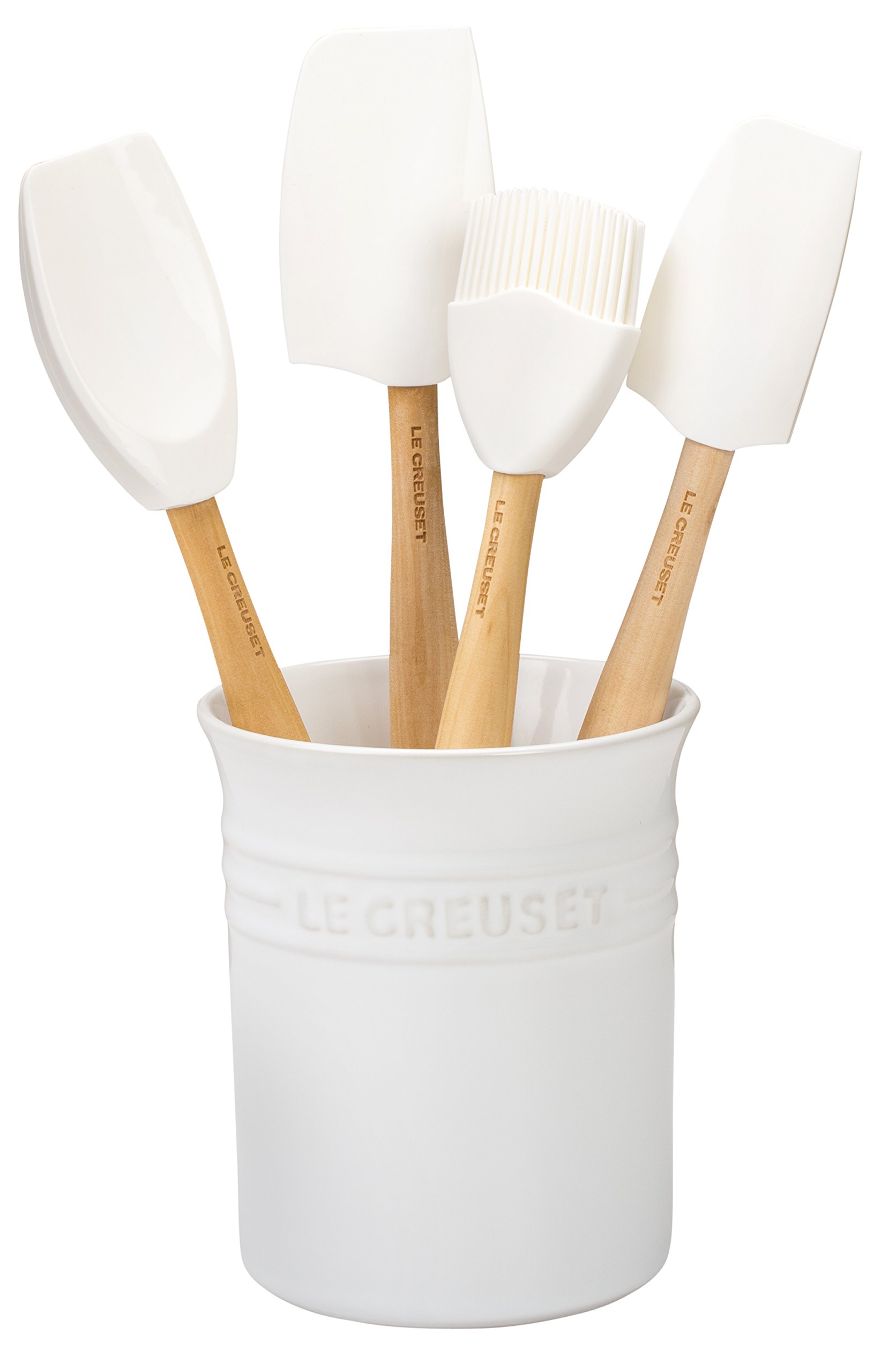 Le Creuset Silicone Craft Series Utensil Set with Stoneware Crock, 5 pc