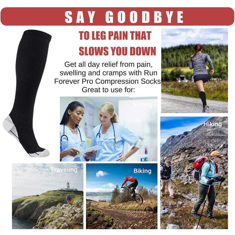 ODIJOO Compression Socks 20-30 mmHg for Women & Men(3 Pairs)-Best for Running, Athletic, Medical, Pregnancy and Travel