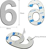 Ywonoby 3 in. Self Adhesive Stainless Steel House Numbers Silver (6) view 4