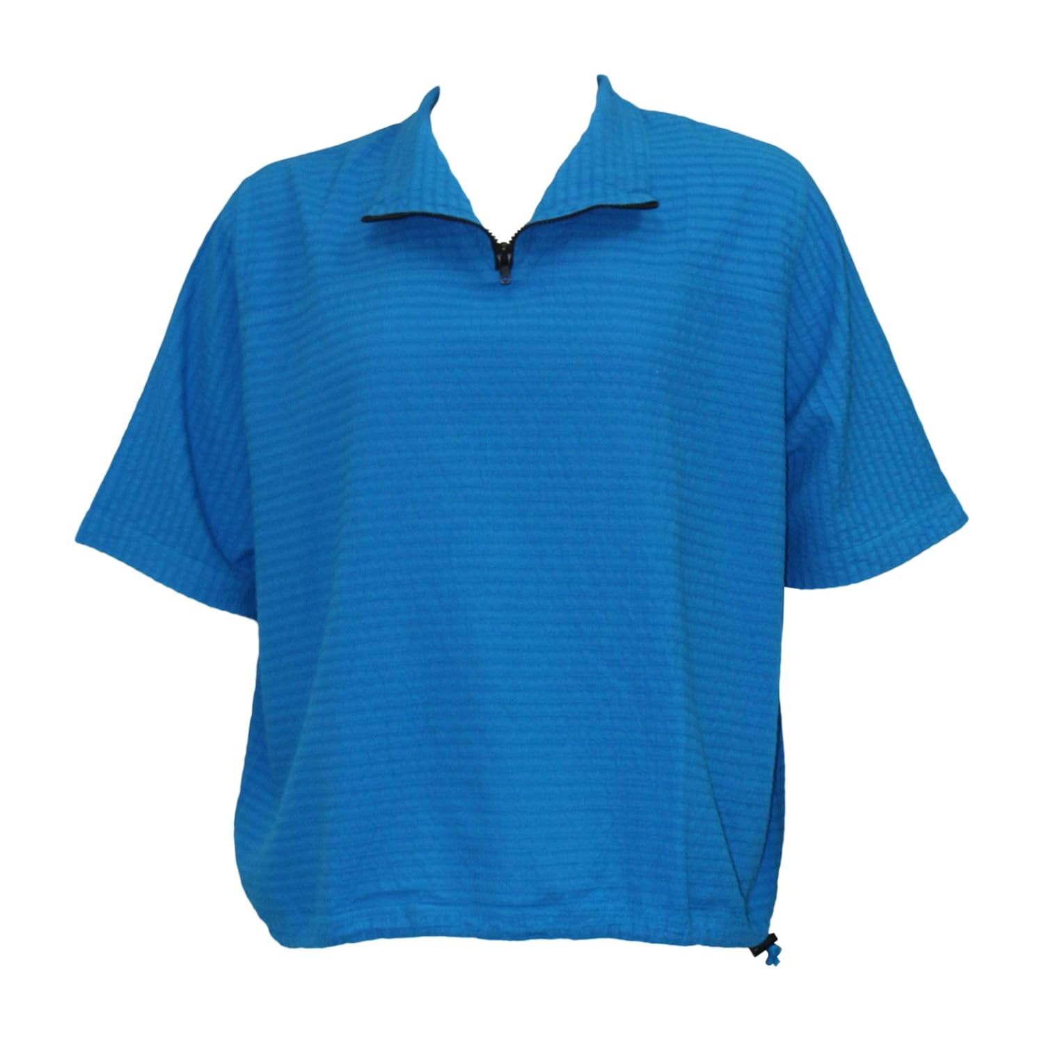 Ezze Wear Women's Mirage Cotton Rachel Zipper Oversized Tunic Top Blue