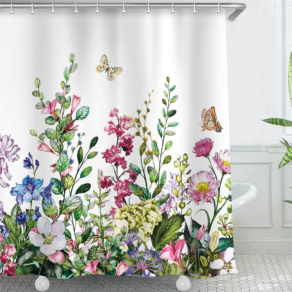 amazon-livilan-floral-shower-curtain-shower-curtain-set-with-12