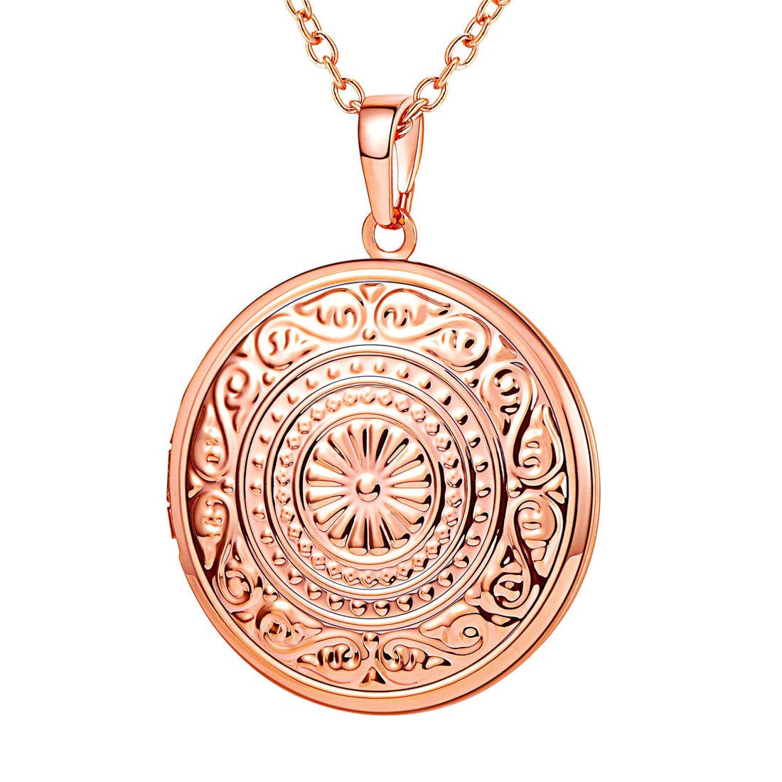 U7 Sunflower Locket Necklace for Women Girls Rose Gold Plated Photo Pendant Memory Jewellery — image 1
