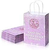 12Pcs Singer Party Favor Bags Popular Music Pink Disco Ball Paper Gift Bags for Fans Celebration Birthday Party Decorations