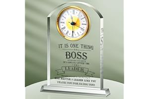 Landical Christmas Boss Clock Gifts Acrylic Boss Gifts for Men Women Appreciation Clock for Office Leader Going Away Gift Acrylic Desk Sign for Women Lady Male Leader Idea Home Desk Table Decor