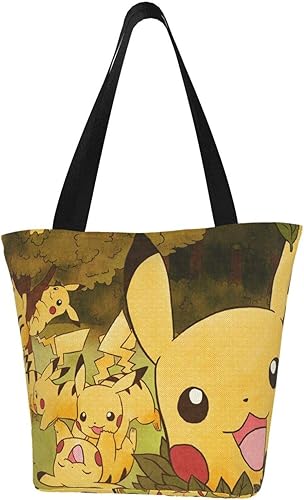 Amazon ポケットモンスター ピカチュウ 5 おしゃれ 潮流 レディース 帆布トートバッグ 大容量 多機能 人気 グッズエコバッグ 買い物袋 男女兼用 かわいい アニメ キャラクター 手提げ袋 携帯便利 エコバッグ 買い物バッグ