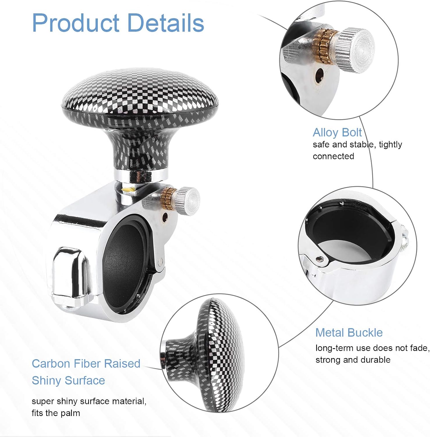 Car Steering Wheel Knob, Universal Steering Wheel Turning Knob, Carbon Fiber Construction - Image 4