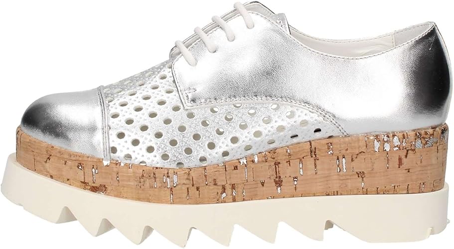 silver lace up flats