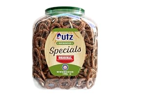 Utz Sourdough Specials Pretzels, Original, 63 oz. Barrel, Classic Pretzel Knot with Rich Sourdough Flavor, Resealable Container, Tasty Party Snack with Zero Cholesterol