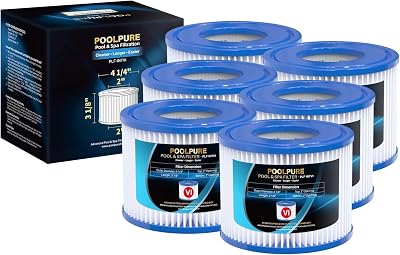 POOLPURE Type VI Filter Replacement for Lay-Z-Spa Bestway 6Pack 7.9cm x 10.5cm
