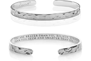 Carviell Bracelets for Women, Personalized Gifts for Her, Mom, Best Friend, Inspirational Friendship Cuff for Teen Girls, Engraved, Birthday Gift Jewelry