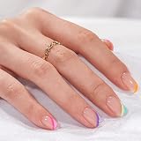 BTArtbox Press On Nails Short 30 Pcs French Tip with Glue Tabs 15 Sizes view 2
