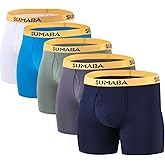 SUMABA Men's Underwear Breathable Long Leg No Ride-up Boxer Briefs for Men Open Fly M L XL 2XL 3XL