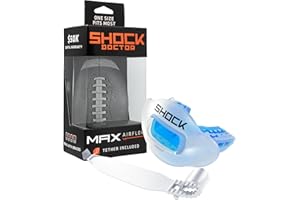 Shock Doctor Lip Guard, Adult and Youth Mouth Guard Football with Strap, Breathable Wide Opening Football Mouthpiece for Youth and Adults OSFA, Shock Doctor Mouth Guards, Max Airflow