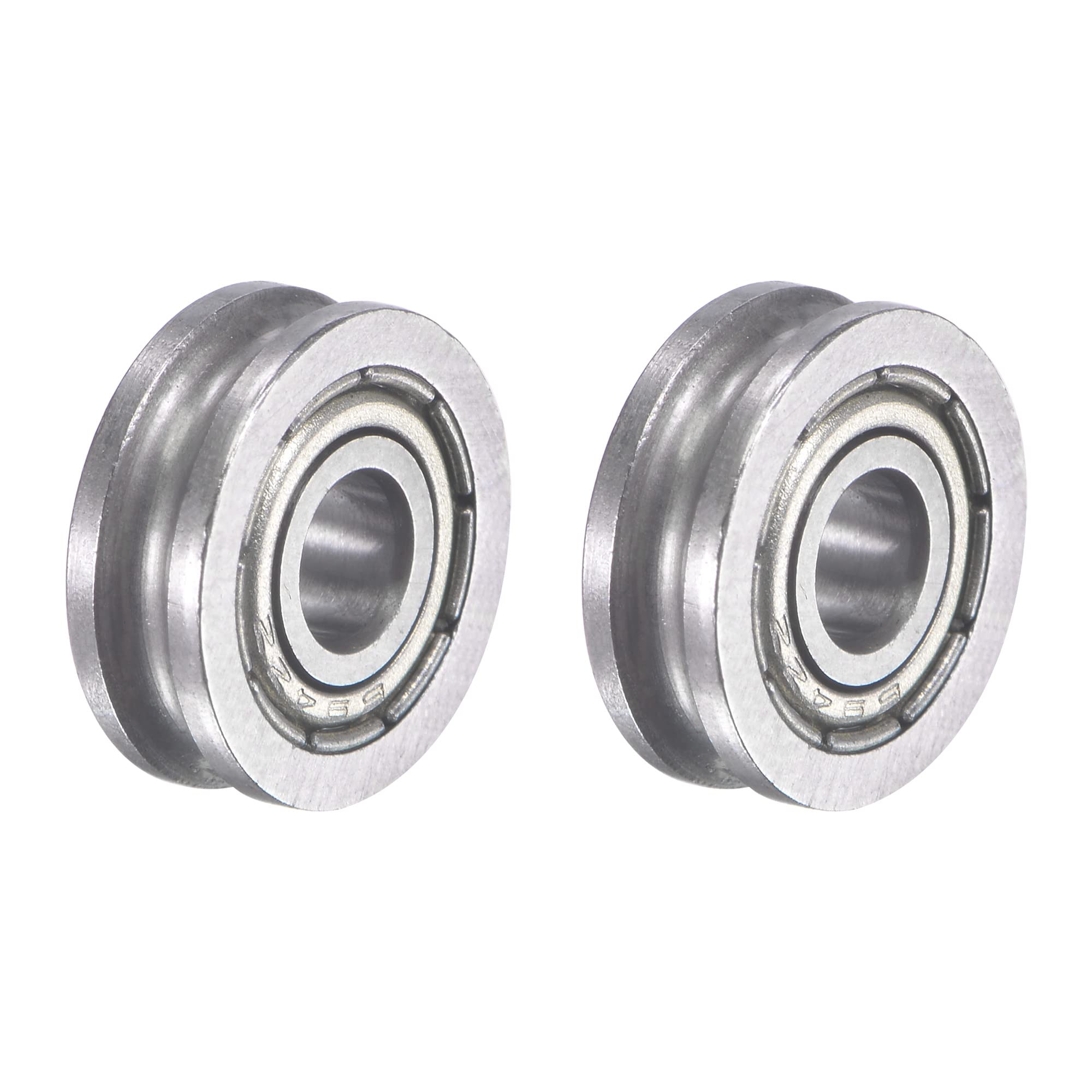 sourcing map Sliding Door Roller U Groove 4mm Shaft Hole 12mm Diameter, Bearing Steel, Pack of 2