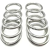10 Pack 1.5 Inch Spring O Rings Clip, Metal Keychain Rings Key Ring Clip, Large Round Carabiner Clip for Keys, Bags, Buckle (Silver)