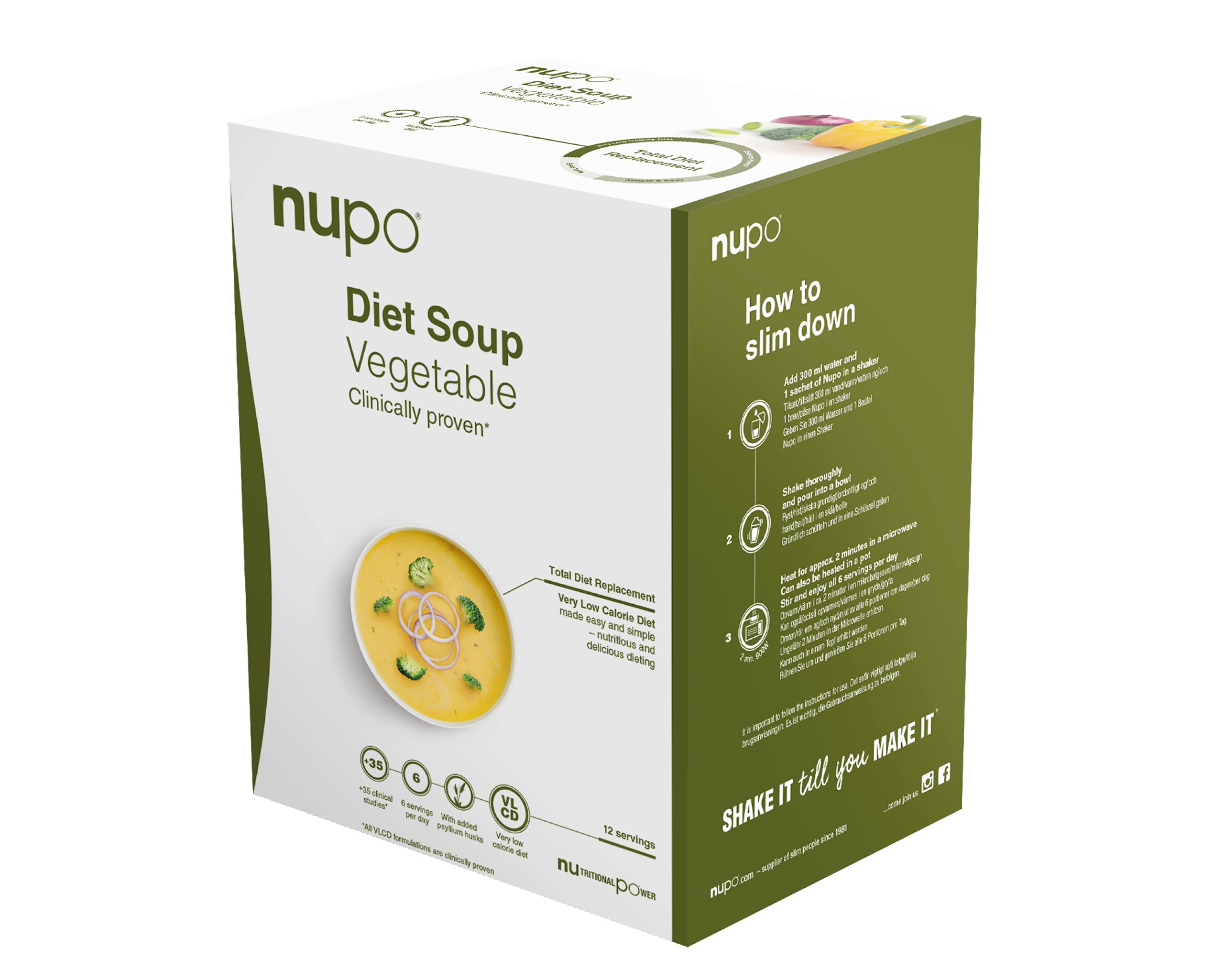 NUPO Diet Meal Replacement Gluten Free Vegetable Soup (12 Servings) | Very Low Calorie Diet Soups for Weight Loss | Clinically Proven Packaged Instant Soups for Efficient Weight Management