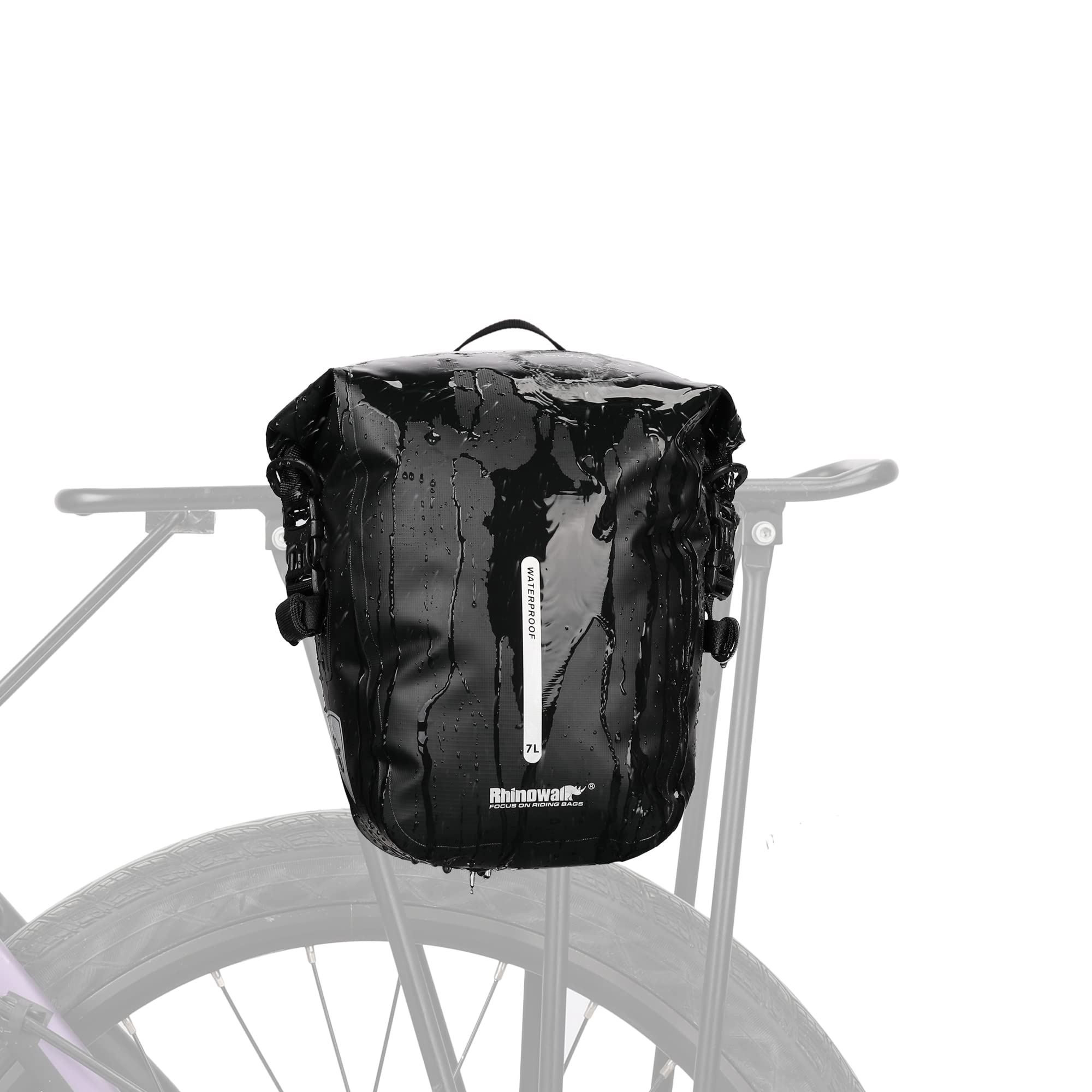 Rhinowalk Bike Pannier Bag 7L Waterproof Bicycle Rear Rack Bag with Shoulder Strap for Touring Cycling