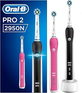 Oral-B PRO 2 2950N Elektrische Zahnbürste, für extra Zahnfleischschutz dank visueller Andruckkontrolle, mit 2. Handstück, pink und schwarz