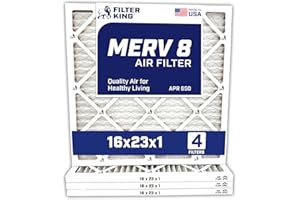Filter King 16x23x1 Air Filter | 4-PACK | MERV 8 HVAC Pleated A/C Furnace Filters | MADE IN USA | Actual Size: 16 x 23 x .75"