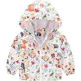 TUIJI Toddler Boys Girls Cartoon Print Zip Jacket Hooded Trench Lightweight Kids Coats Windbreaker Casual Outerwear