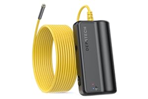 Wireless Endoscope, DEPSTECH Upgrade 5.0MP HD Inspection Camera, Scope Camera with Light,16 inch Focal Distance,16.5FT Semi-Rigid Snake Waterproof Borescope,2200mAh Battery for iPhone & Android-Yellow
