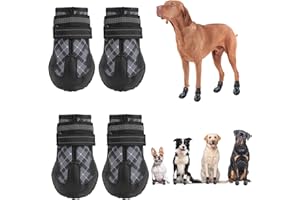 BEAUTYZOO Dog Boots Waterproof Dog Shoes for Small Medium Dogs, Anti-Slip Outdoor Dog Booties Paw Protector for for Hot Pavement Winter Snow Hiking with Reflective Straps 4PCS