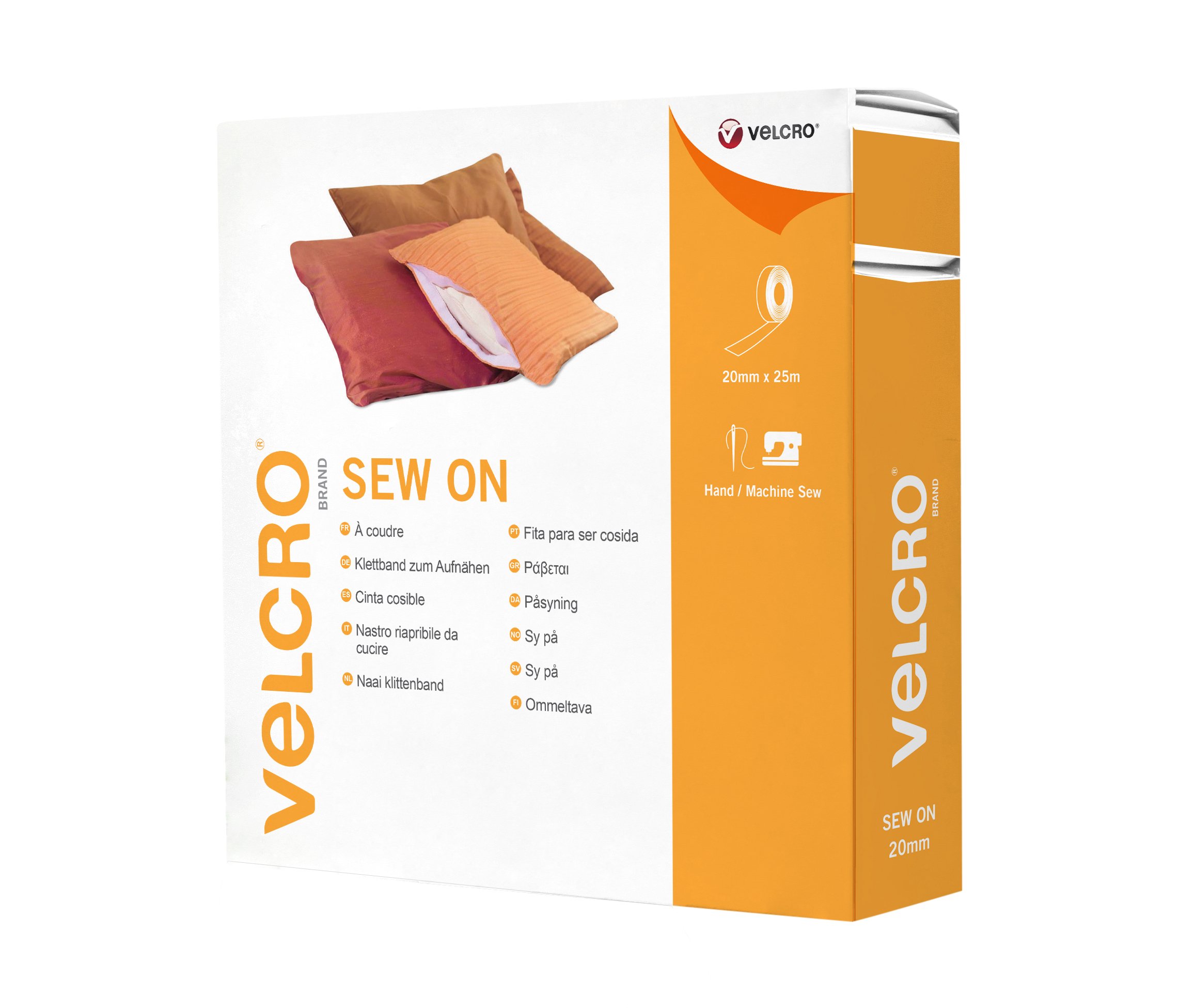 VELCRO Brand | Sew on Fabric Tape | Cut-to-Length Strong Hook & Loop Self Adhesive Tape Perfect for Crafting, Clothing Repairs & Hemming | Black20mm x 25m — image 1