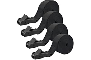 Anfyko Tie Down Strap Fully Upgraded (1" X 6.6' 4pcs), Thicker Webbing, Stronger Snaps, Bevel Cut Ends, Adjustable Cam Buckle Lashing Straps for Motorcycle, SUP, Kayak, RV, Tourist Car, Trailer,Truck
