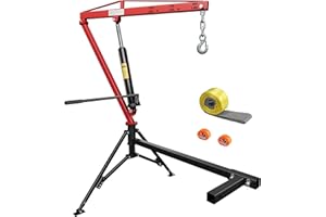 CAMMOO 1000lbs Receiver Hitch Mounted Hydraulic 360° Swivel Truck Crane with 3 Boom Capacity Options: 500lbs, 750lbs, 1000lbs. Ideal for Workshops, Construction, Agriculture, and Logging, Red