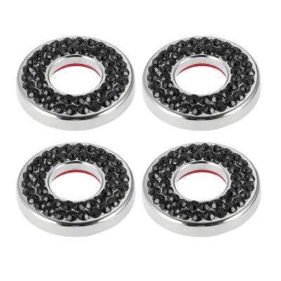 X AUTOHAUX 4pcs Black Bling Inner Car Door Lock Stickers Pull Rod Bolt Covers Door Lock Decoration Accessories for Mercedes Benz E C Class GLC 2015-2019
