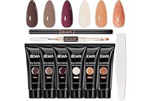 BQAN Poly Nail Gel Kit - 6 Colors Builder Gel for Long-Lasting Nail Extensions | 15ml Each | Salon-Quality DIY & Home Use | Low Odor