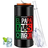 Patelai El Papa Mas Chingon 12oz Stainless Steel Insulated Tumbler Regalo Para Papa Cooler Mexican Dad Gifts for Fathers Day His Birthday Father Grandpapa Gifts from Son Daughter